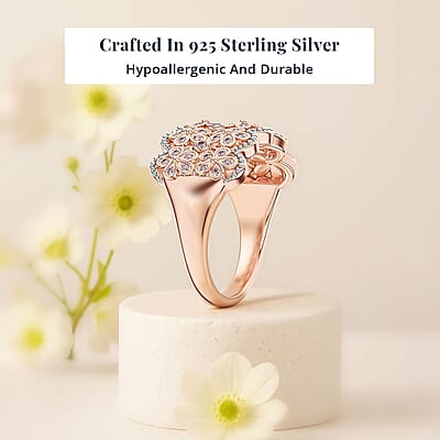 D'Joy Uncut Natural Pink Diamond 0.25 ctw Cherry Blossom Ring in 18K Vermeil Rose Gold Over Sterling Silver (Size 10.0)