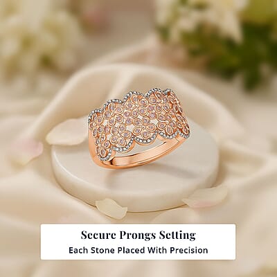 D'Joy Uncut Natural Pink Diamond 0.25 ctw Cherry Blossom Ring in 18K Vermeil Rose Gold Over Sterling Silver (Size 10.0)