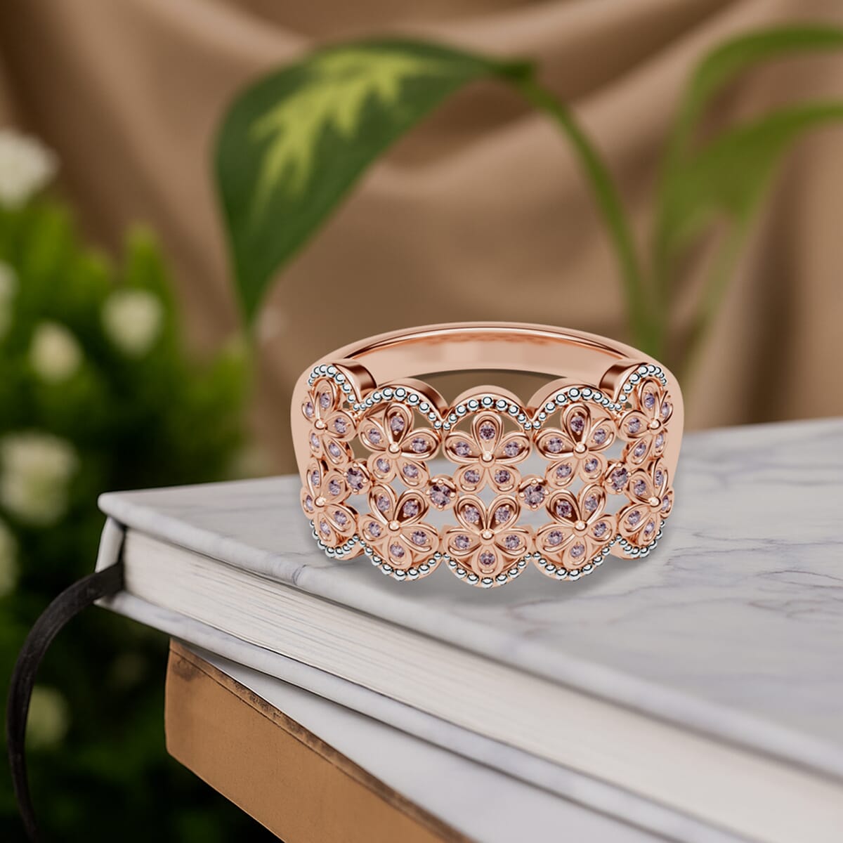 D'Joy Uncut Natural Pink Diamond 0.25 ctw Ring in 18K Vermeil Rose Gold Over Sterling Silver (Size 8.0) image number 1