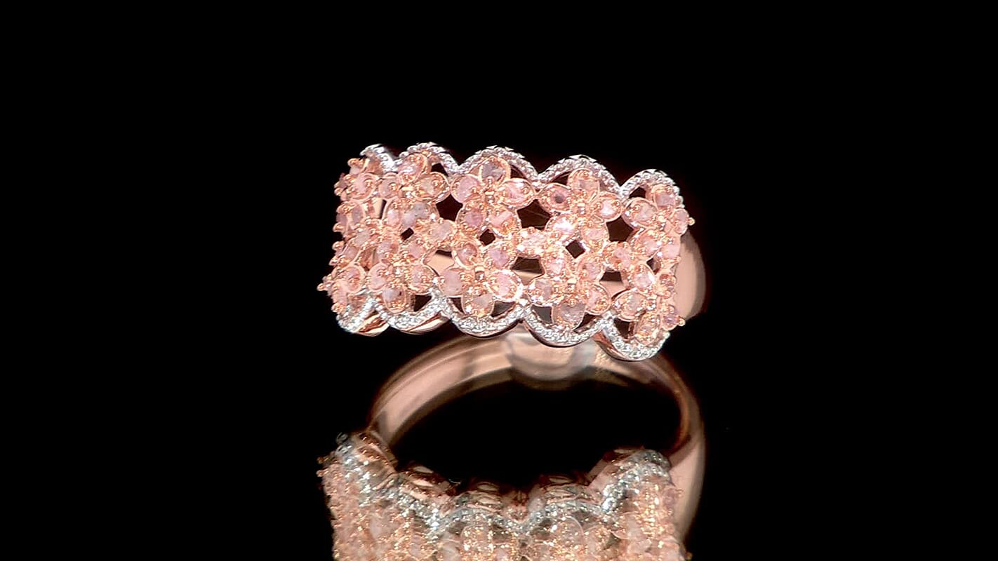 D'Joy Uncut Natural Pink Diamond Ring in 18K Vermeil RG Over Sterling Silver (Size 10.0) 0.25 ctw