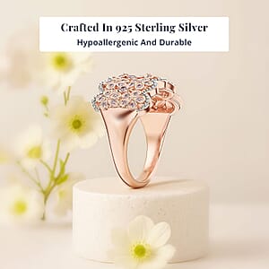 D'Joy Uncut Natural Pink Diamond 0.25 ctw Cherry Blossom Ring in 18K Vermeil Rose Gold Over Sterling Silver (Size 8.0)