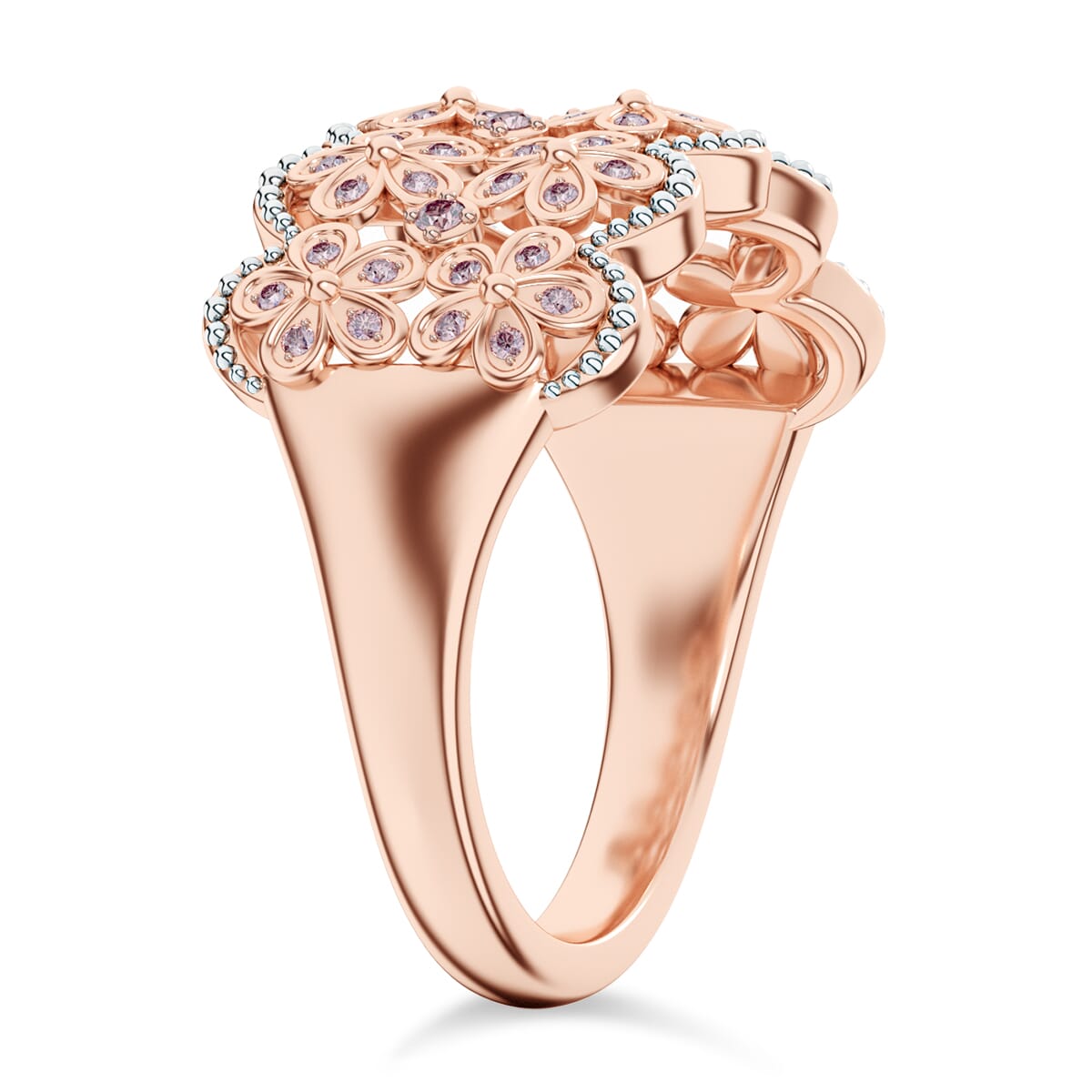 D'Joy Uncut Natural Pink Diamond 0.25 ctw Ring in 18K Vermeil Rose Gold Over Sterling Silver (Size 8.0) image number 3
