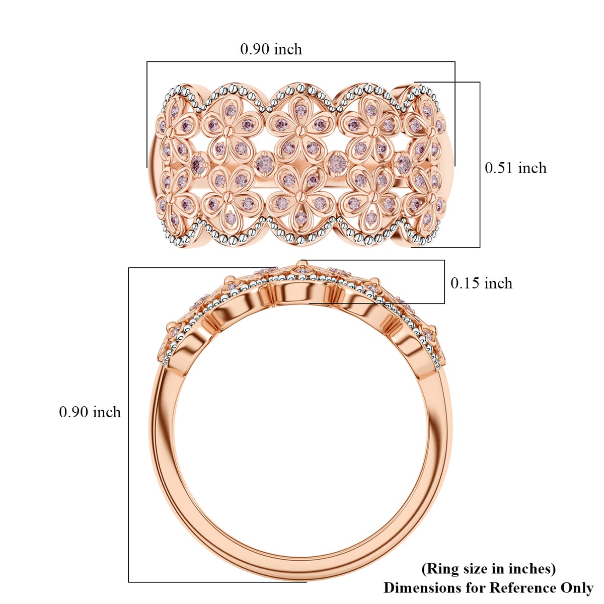 D'Joy Uncut Natural Pink Diamond 0.25 ctw Ring in 18K Vermeil Rose Gold Over Sterling Silver (Size 8.0) image number 5