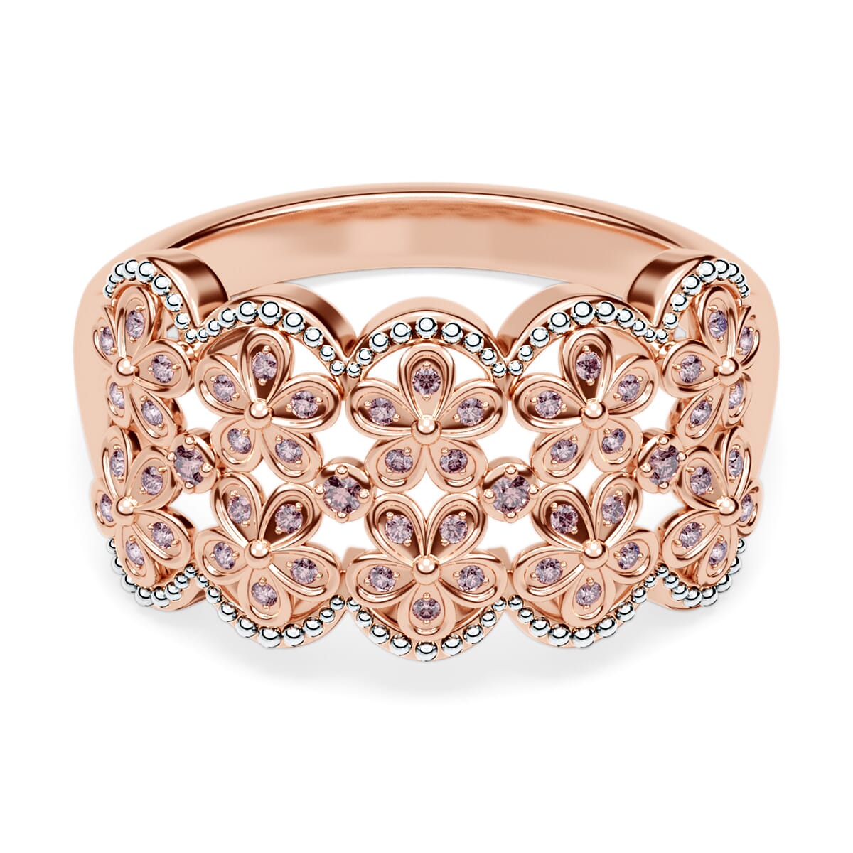 D'Joy Uncut Natural Pink Diamond 0.25 ctw Ring in 18K Vermeil Rose Gold Over Sterling Silver (Size 8.0) image number 6