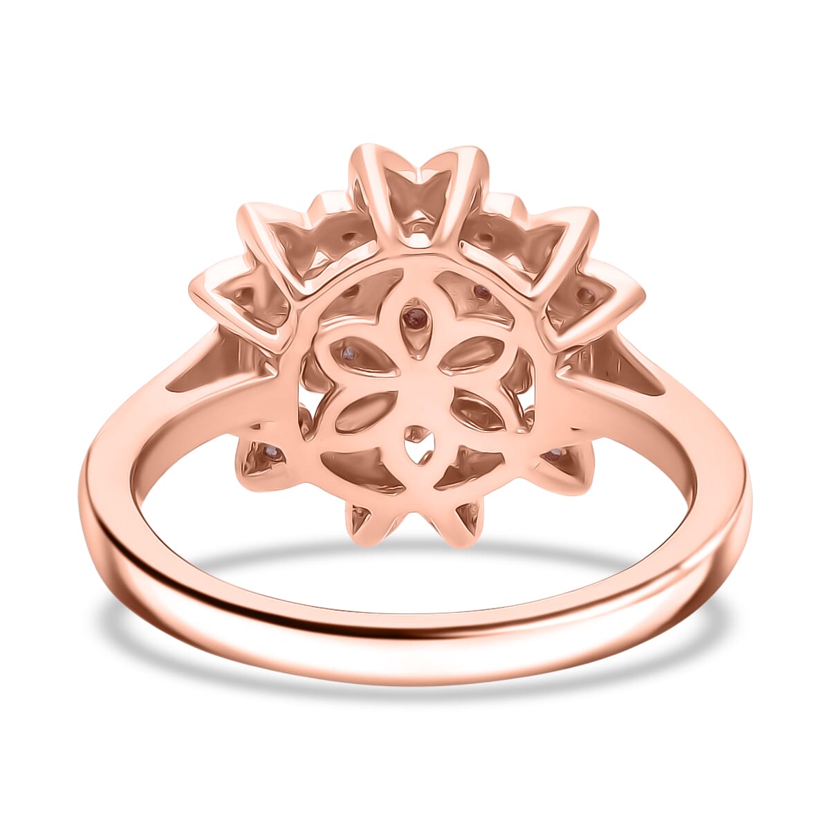 D'Joy Uncut Natural Pink Diamond 0.20 ctw Floral Ring in 18K Vermeil Rose Gold Over Sterling Silver (Size 10.0) image number 3