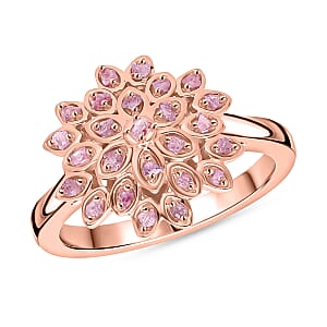 D'Joy Uncut Natural Pink Diamond 0.20 ctw Floral Ring in 18K Vermeil Rose Gold Over Sterling Silver (Size 11.0)