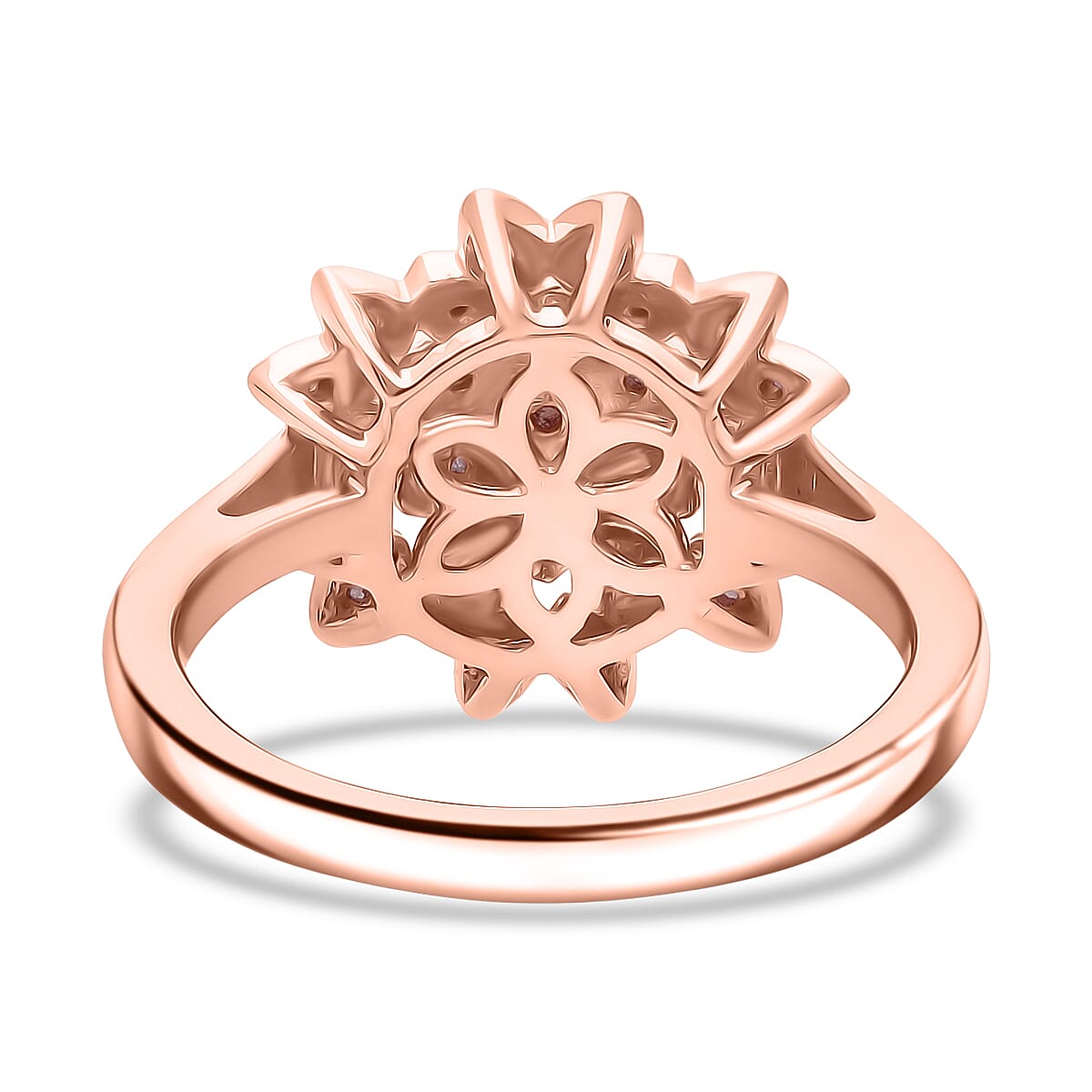 D'Joy Uncut Natural Pink Diamond 0.20 ctw Floral Ring in 18K Vermeil Rose Gold Over Sterling Silver (Size 11.0) image number 3