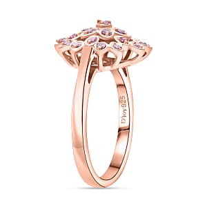 D'Joy Uncut Natural Pink Diamond 0.20 ctw Floral Ring in 18K Vermeil Rose Gold Over Sterling Silver (Size 7.0)