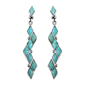 Santa Fe Style Kingman Turquoise 5.25 ctw Earrings in Sterling Silver