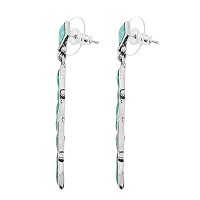 Santa Fe Style Kingman Turquoise 5.25 ctw Earrings in Sterling Silver