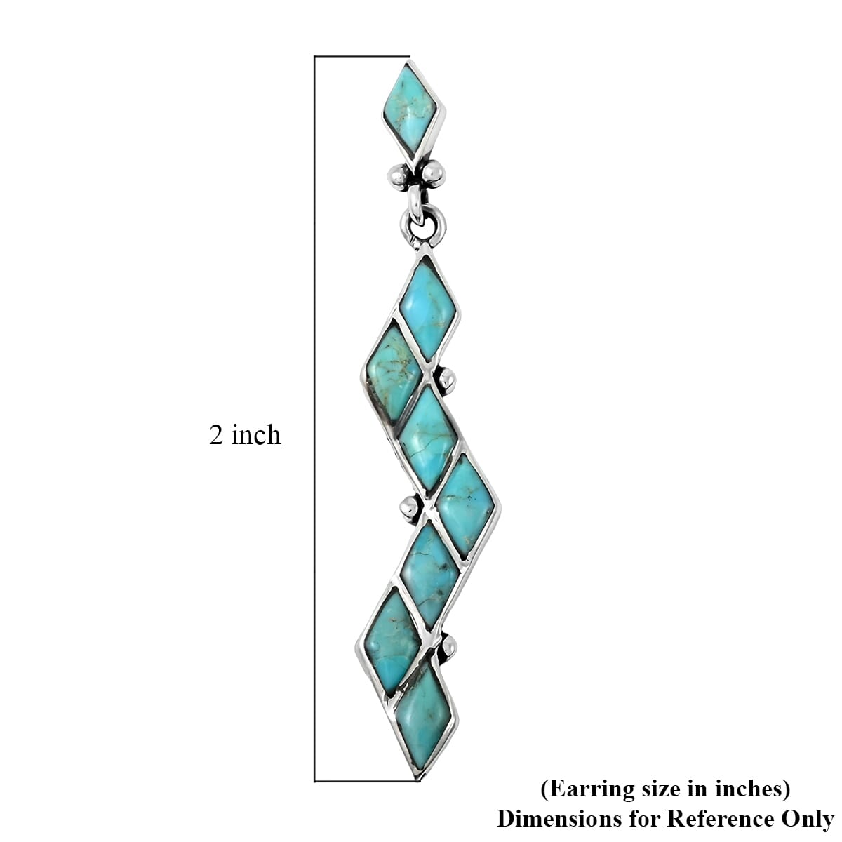 Santa Fe Style Kingman Turquoise 5.25 ctw Earrings in Sterling Silver image number 4