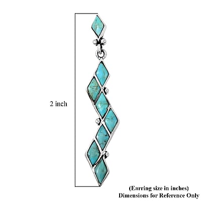 Santa Fe Style Kingman Turquoise 5.25 ctw Earrings in Sterling Silver