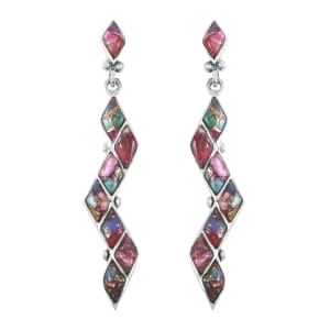 Santa Fe Style Multi Gemstone 5.25 ctw Earrings in Sterling Silver