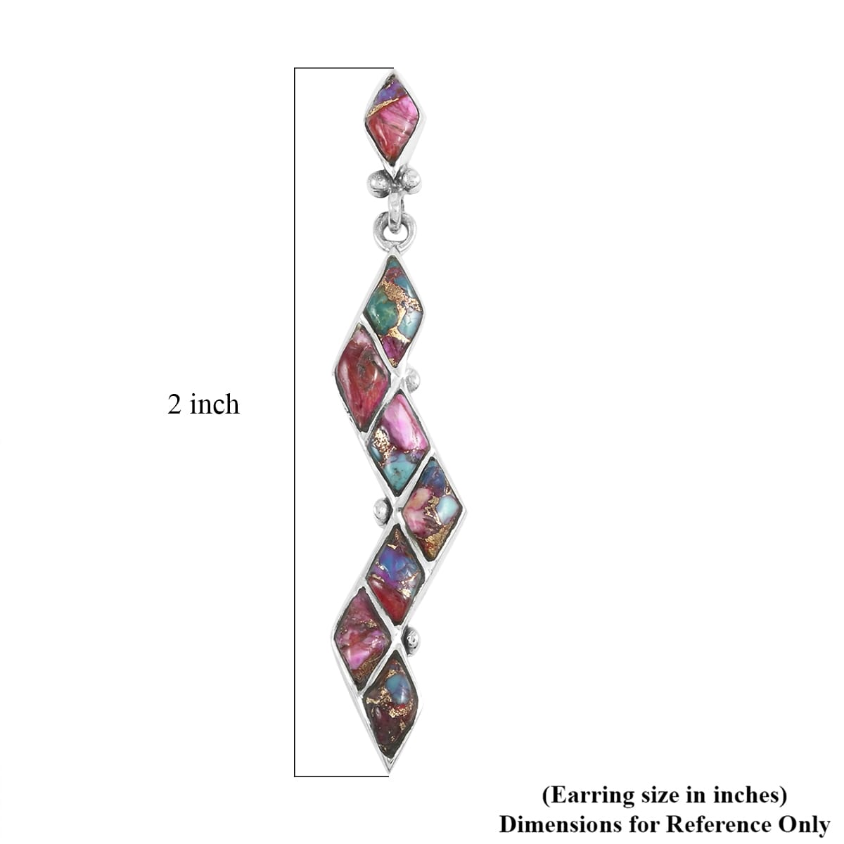 Santa Fe Style Multi Gemstone 5.25 ctw Earrings in Sterling Silver image number 4