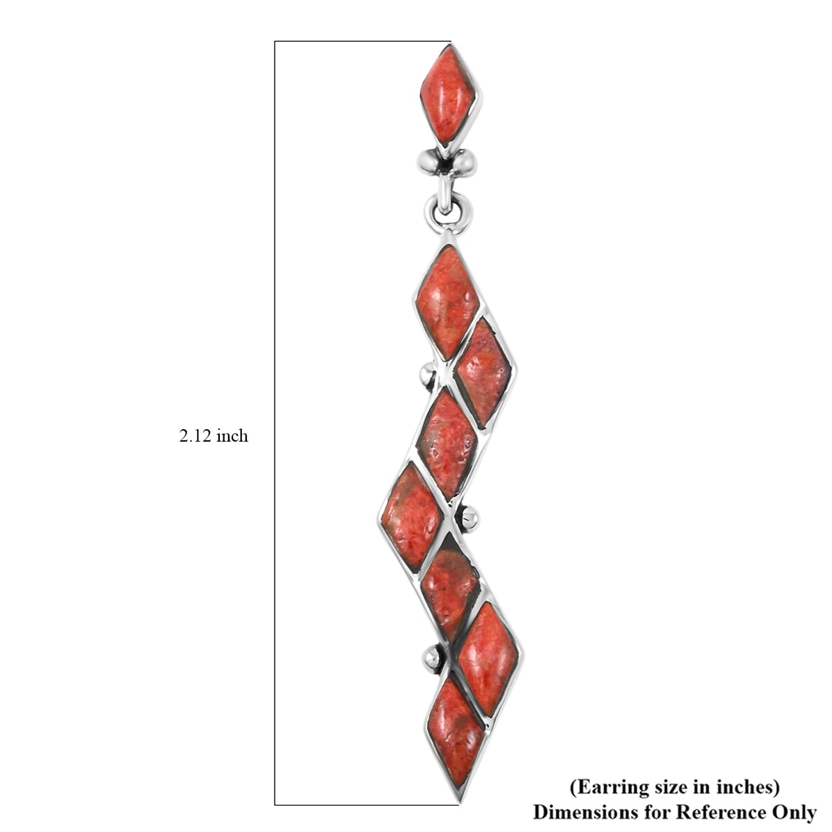 Santa Fe Style Enhanced Red Coral 5.25 ctw Earrings in Sterling Silver image number 4