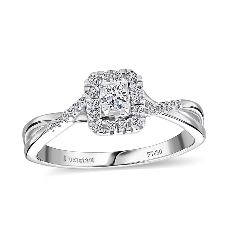 Luxuriant Lab Grown Diamond G-H SI 0.25 ctw Art Deco Echo Ring in Rhodium Over Sterling Silver (Size 10.0)