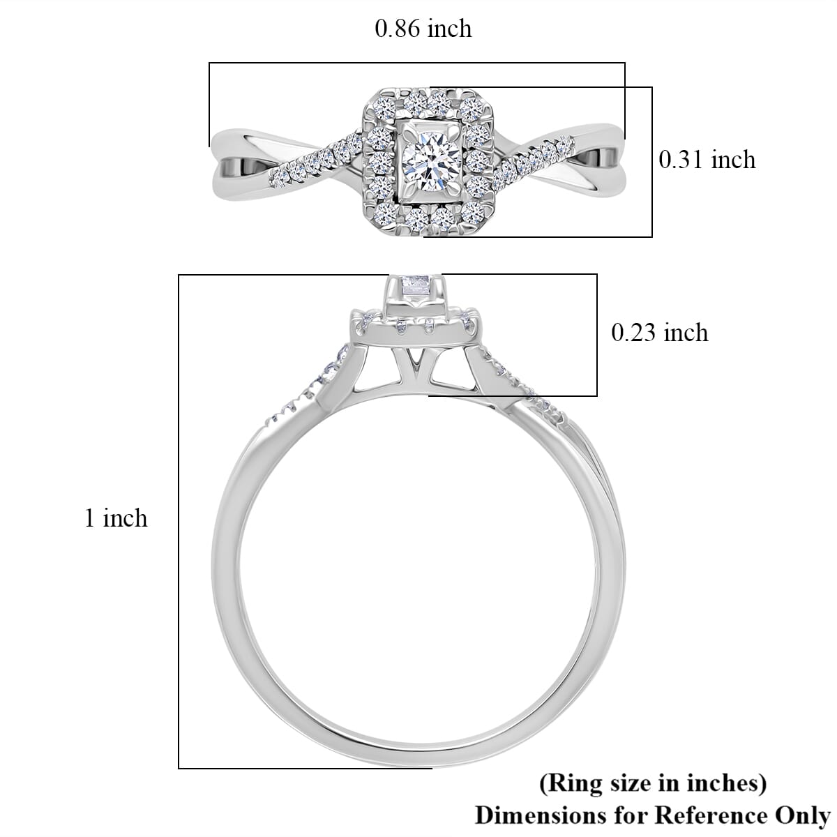 Luxuriant Lab Grown Diamond G-H SI 0.25 ctw Art Deco Echo Ring in Rhodium Over Sterling Silver (Size 10.0) image number 4