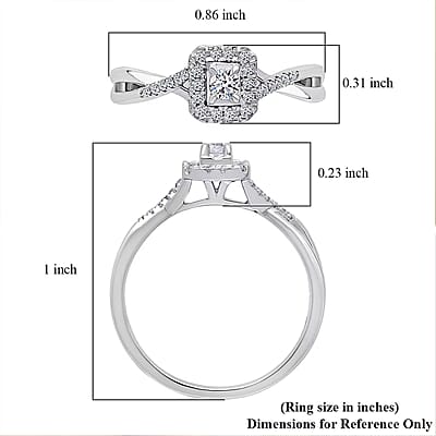 Luxuriant Lab Grown Diamond G-H SI 0.25 ctw Art Deco Echo Ring in Rhodium Over Sterling Silver (Size 10.0)