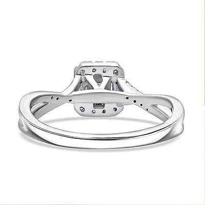 Luxuriant Lab Grown Diamond G-H SI 0.25 ctw Art Deco Echo Ring in Rhodium Over Sterling Silver (Size 10.0)