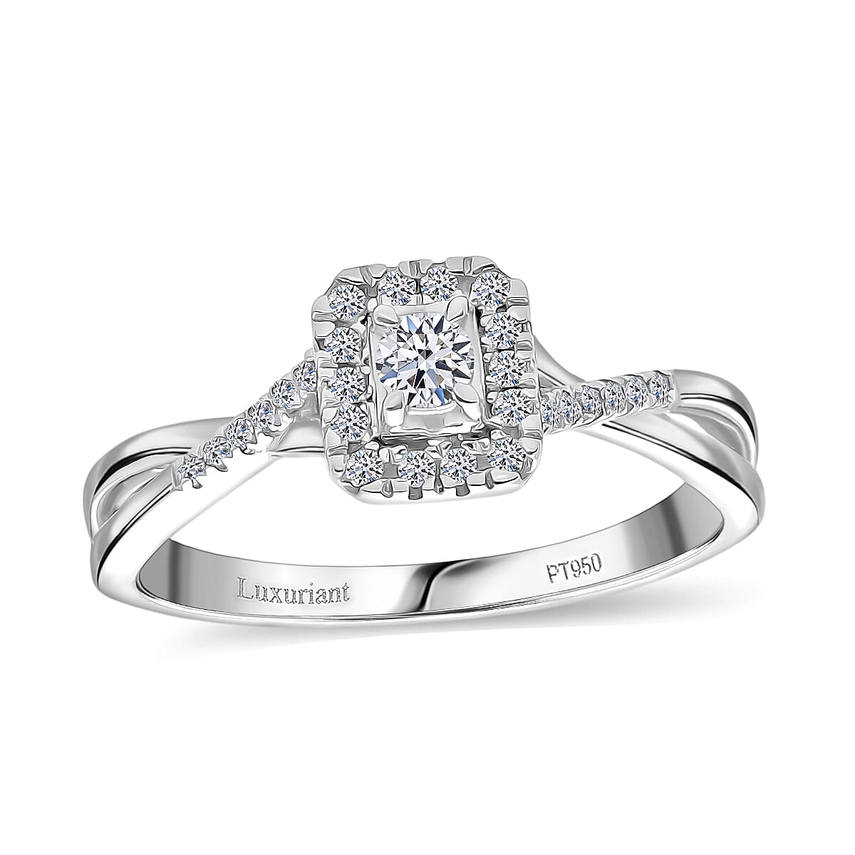 Luxuriant Lab Grown Diamond G-H SI 0.25 ctw Art Deco Echo Ring in Rhodium Over Sterling Silver (Size 6.0) image number 0