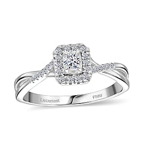 Luxuriant Lab Grown Diamond G-H SI 0.25 ctw Art Deco Echo Ring in Rhodium Over Sterling Silver (Size 6.0)