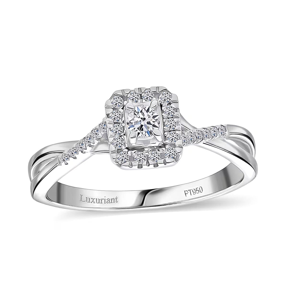 Luxuriant Lab Grown Diamond G-H SI 0.25 ctw Art Deco Echo Ring in Rhodium Over Sterling Silver (Size 7.0) image number 0