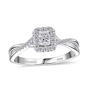 Luxuriant Lab Grown Diamond G-H SI 0.25 ctw Art Deco Echo Ring in Rhodium Over Sterling Silver (Size 7.0)