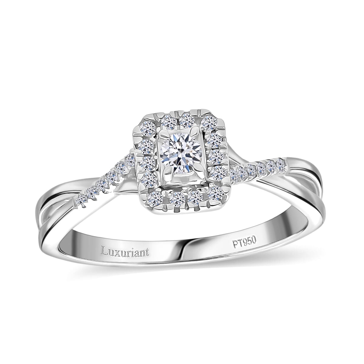 Luxuriant Lab Grown Diamond G-H SI 0.25 ctw Art Deco Echo Ring in Rhodium Over Sterling Silver (Size 8.0) image number 0