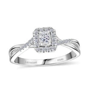 Luxuriant Lab Grown Diamond G-H SI 0.25 ctw Art Deco Echo Ring in Rhodium Over Sterling Silver (Size 8.0)