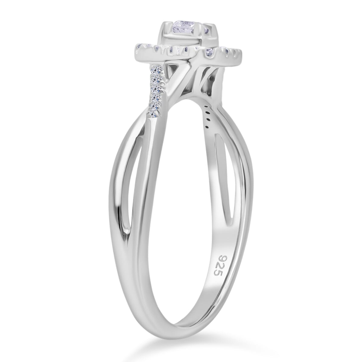 Luxuriant Lab Grown Diamond G-H SI 0.25 ctw Art Deco Echo Ring in Rhodium Over Sterling Silver (Size 8.0) image number 2
