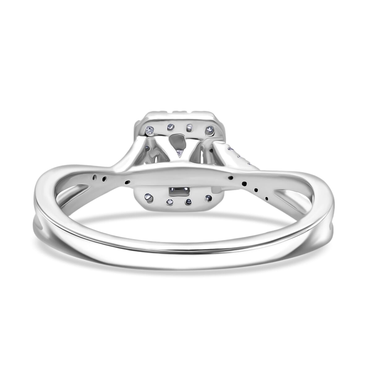 Luxuriant Lab Grown Diamond G-H SI 0.25 ctw Art Deco Echo Ring in Rhodium Over Sterling Silver (Size 8.0) image number 3