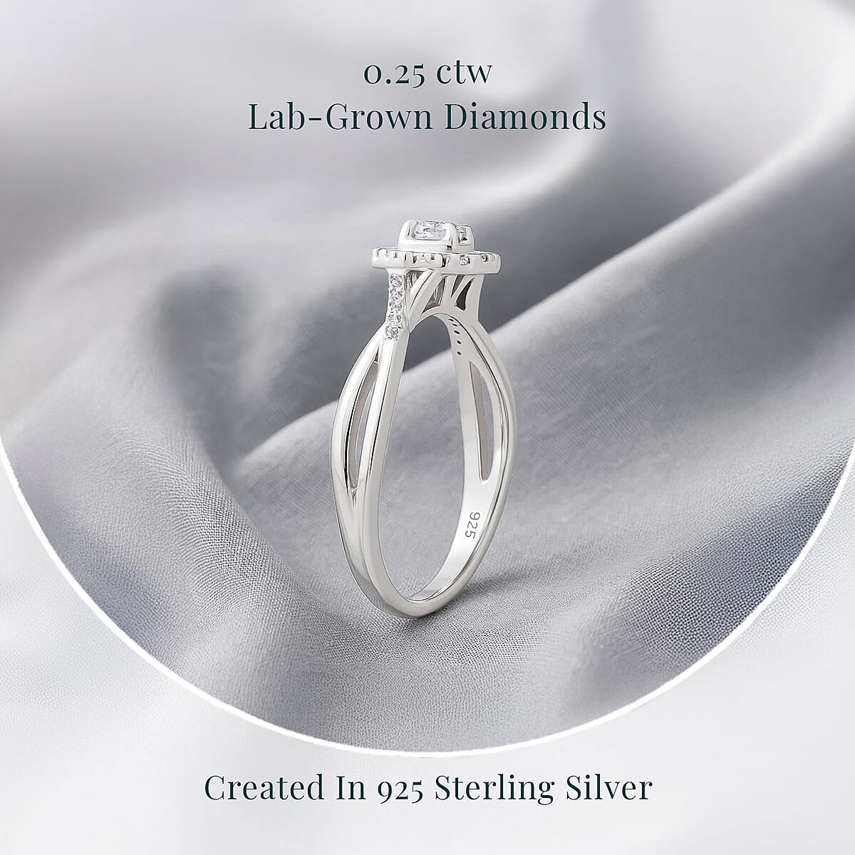 Luxuriant Lab Grown Diamond G-H SI 0.25 ctw Art Deco Echo Ring in Rhodium Over Sterling Silver (Size 9.0) image number 2