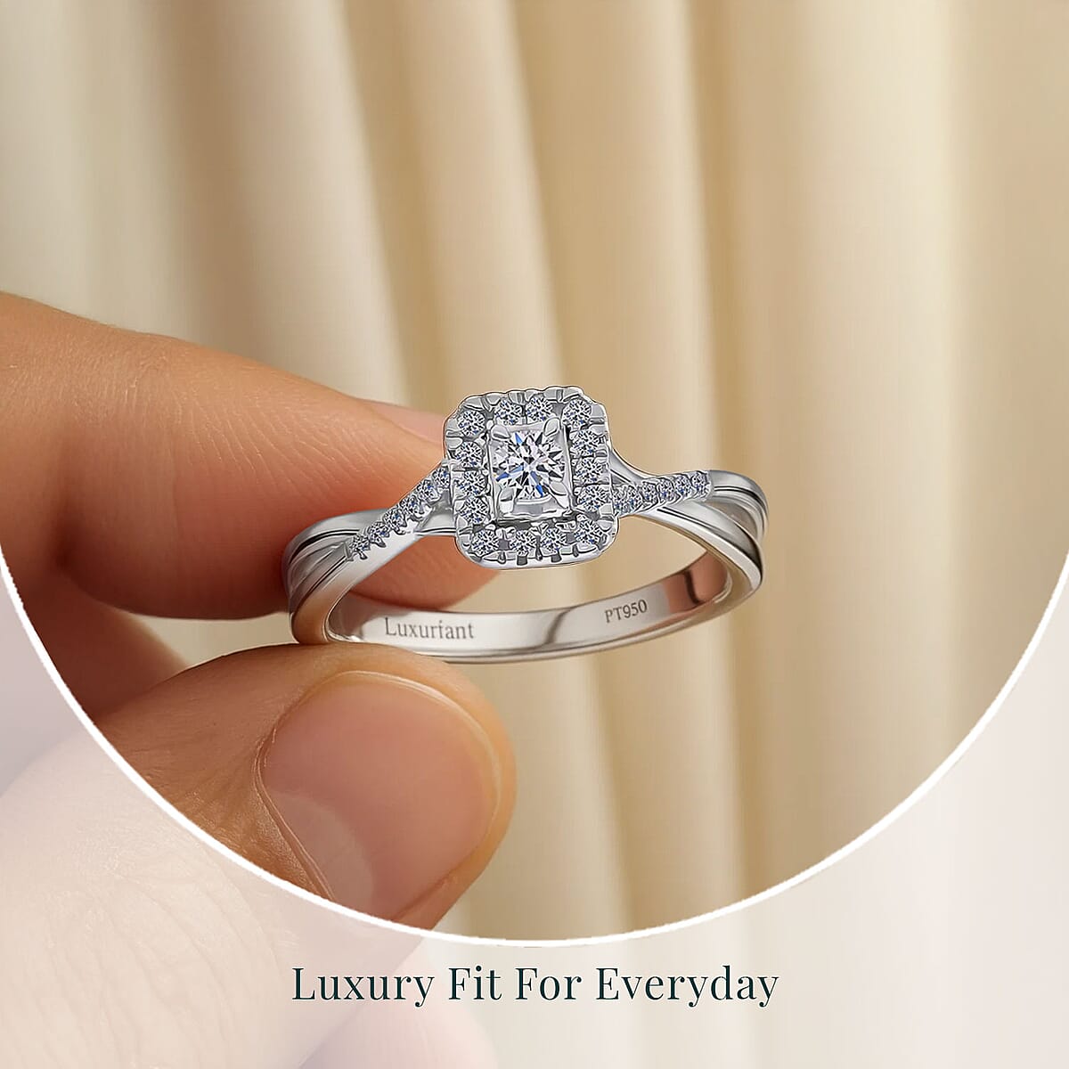 Luxuriant Lab Grown Diamond G-H SI 0.25 ctw Art Deco Echo Ring in Rhodium Over Sterling Silver (Size 9.0) image number 5