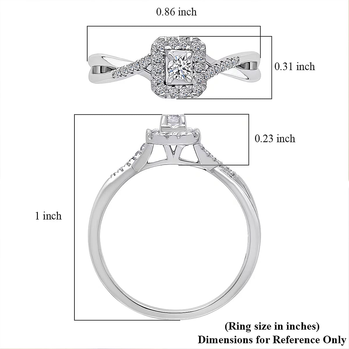 Luxuriant Lab Grown Diamond G-H SI 0.25 ctw Art Deco Echo Ring in Rhodium Over Sterling Silver (Size 9.0) image number 6