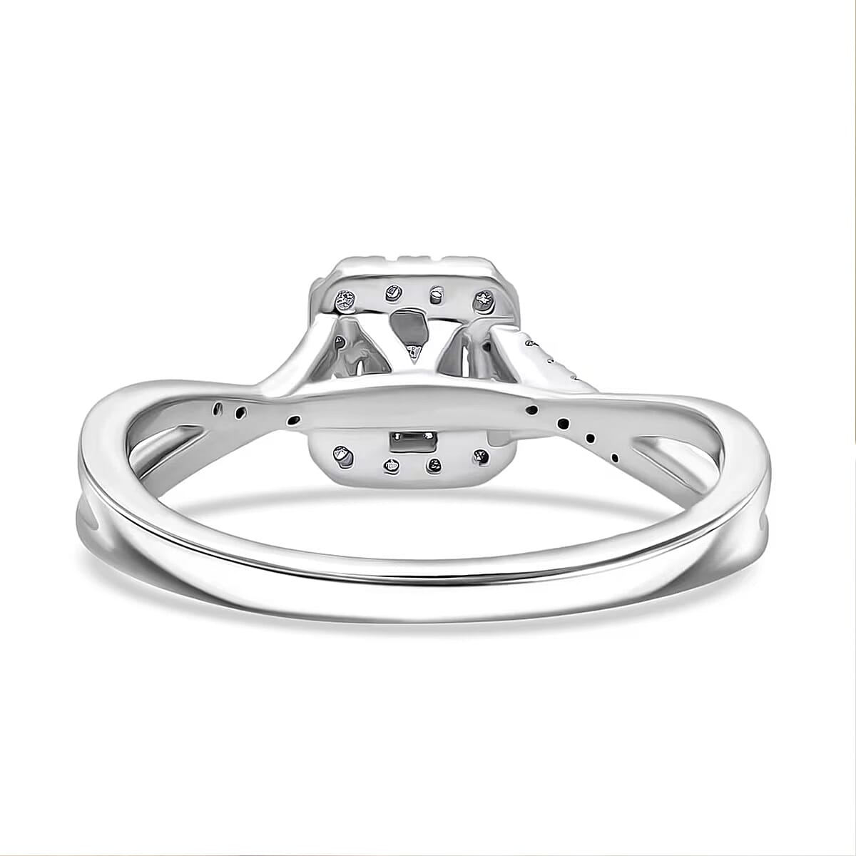 Luxuriant Lab Grown Diamond G-H SI 0.25 ctw Art Deco Echo Ring in Rhodium Over Sterling Silver (Size 9.0) image number 7