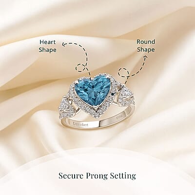 IGI Certified Luxuriant Lab Grown Blue and White Diamond VS 3.60 ctw Ocean Heart Ring in 950 Platinum (Size 10.0) 5.40 Grams