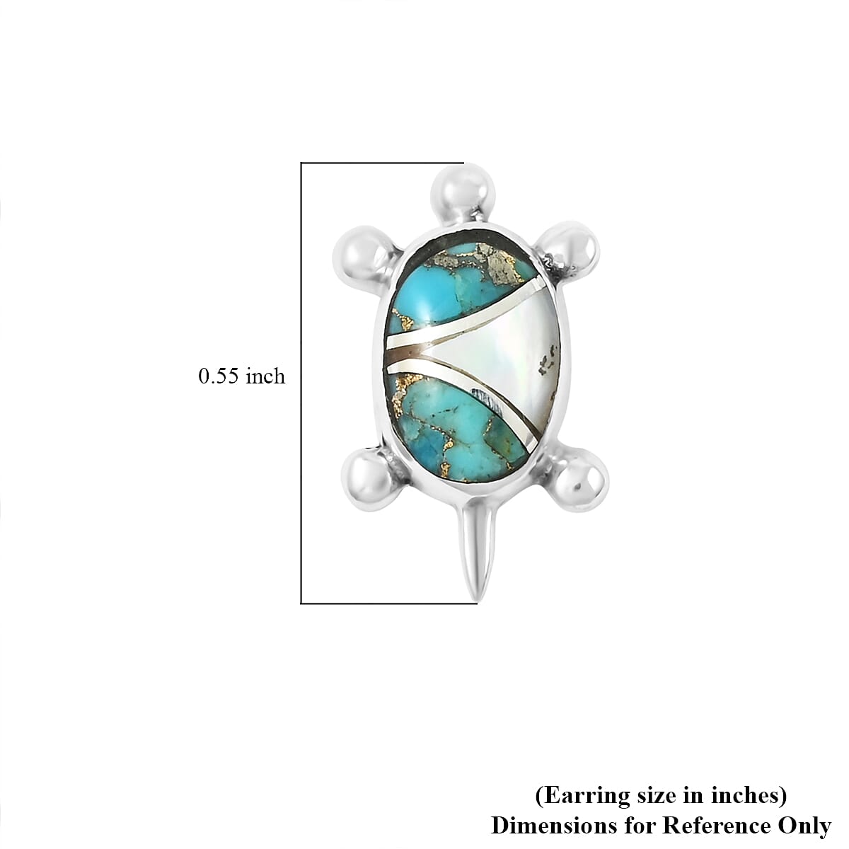 Santa Fe Style Mojave Turquoise and Mother Of Pearl 2.00 ctw Earrings in Sterling Silver