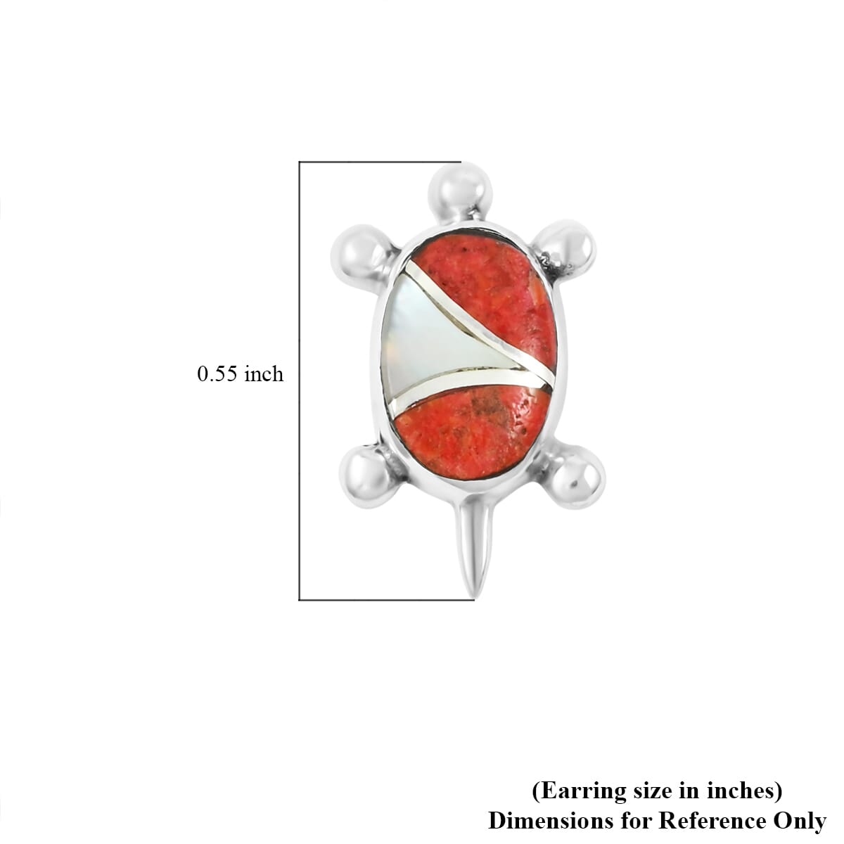 Santa Fe Style Enhanced Red Coral, Mother Of Pearl Earrings in Sterling Silver 2.00 ctw image number 4