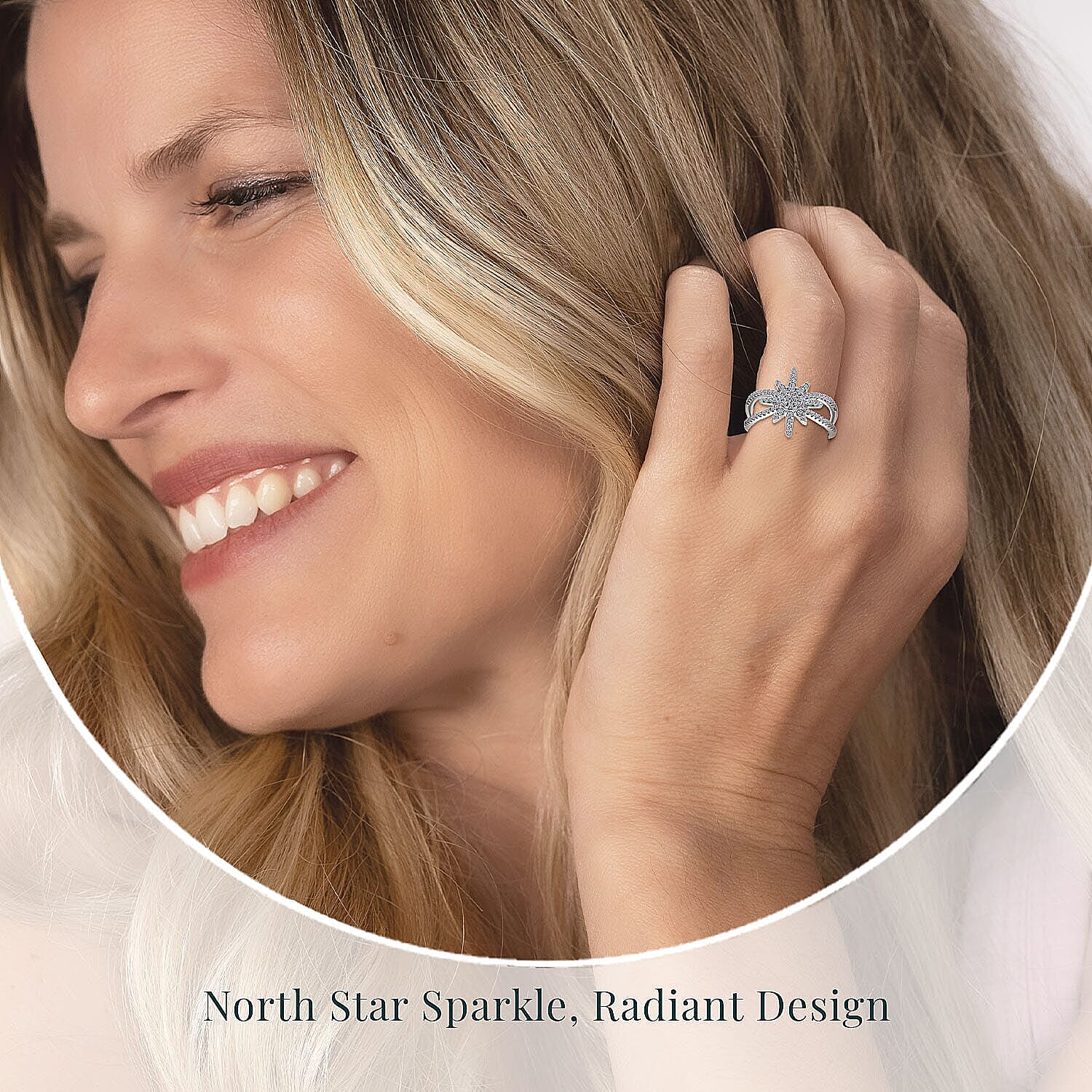 Luxuriant Lab Grown Diamond G-H SI 0.50 ctw North Star Ring in Rhodium Over Sterling Silver (Size 10.0)