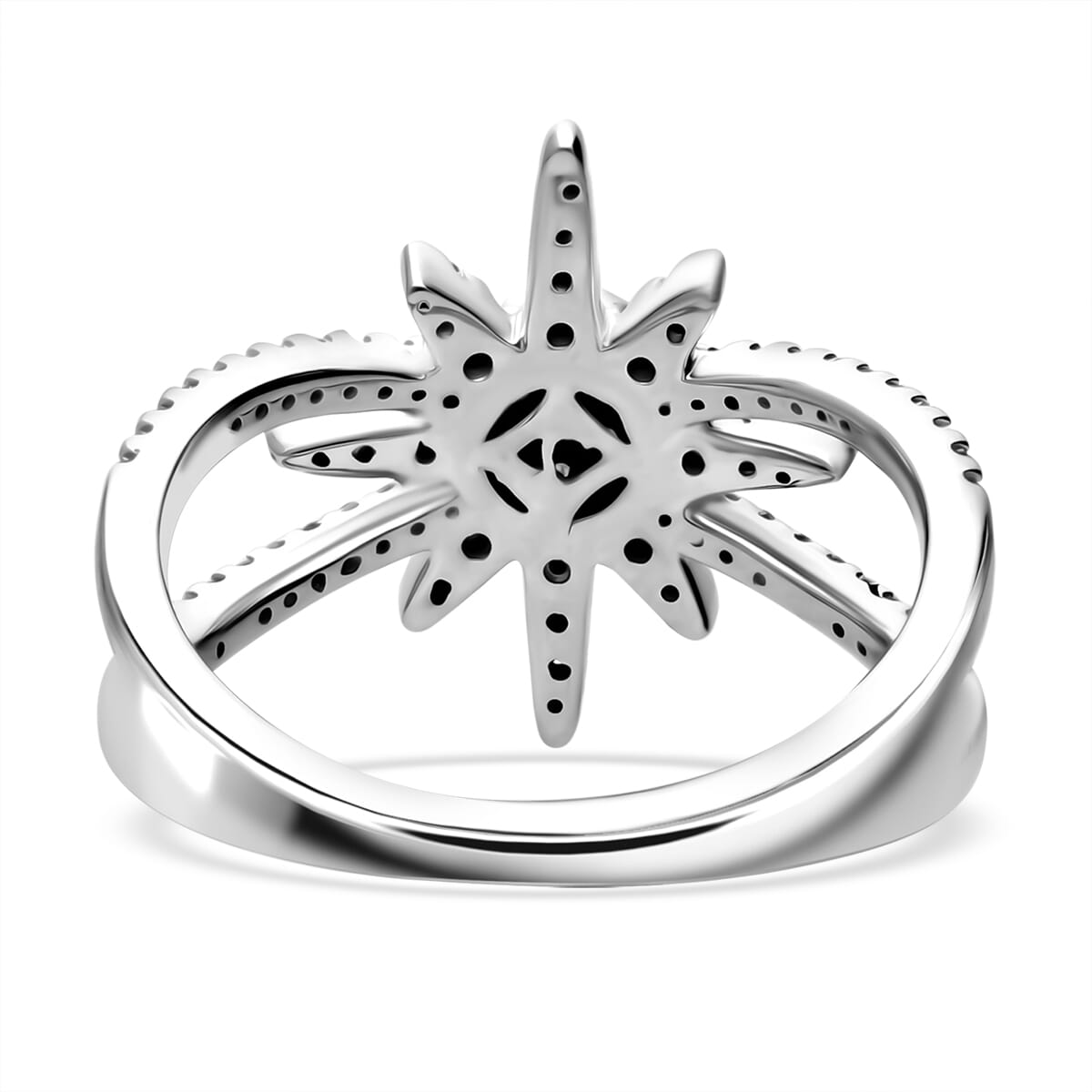 Luxuriant Lab Grown Diamond G-H SI 0.50 ctw North Star Ring in Rhodium Over Sterling Silver (Size 10.0) image number 3