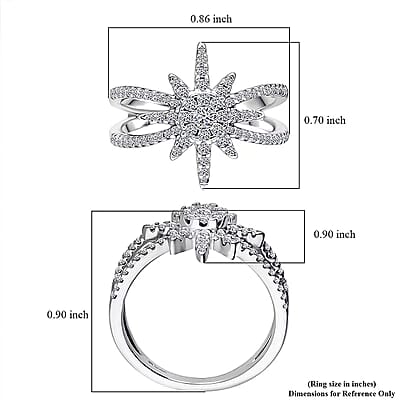 Luxuriant Lab Grown Diamond G-H SI 0.50 ctw North Star Ring in Rhodium Over Sterling Silver (Size 10.0)
