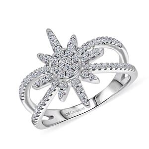Luxuriant Lab Grown Diamond (G-H, SI) North Star Ring in Rhodium Over Sterling Silver (Size 5.0) 0.50 ctw