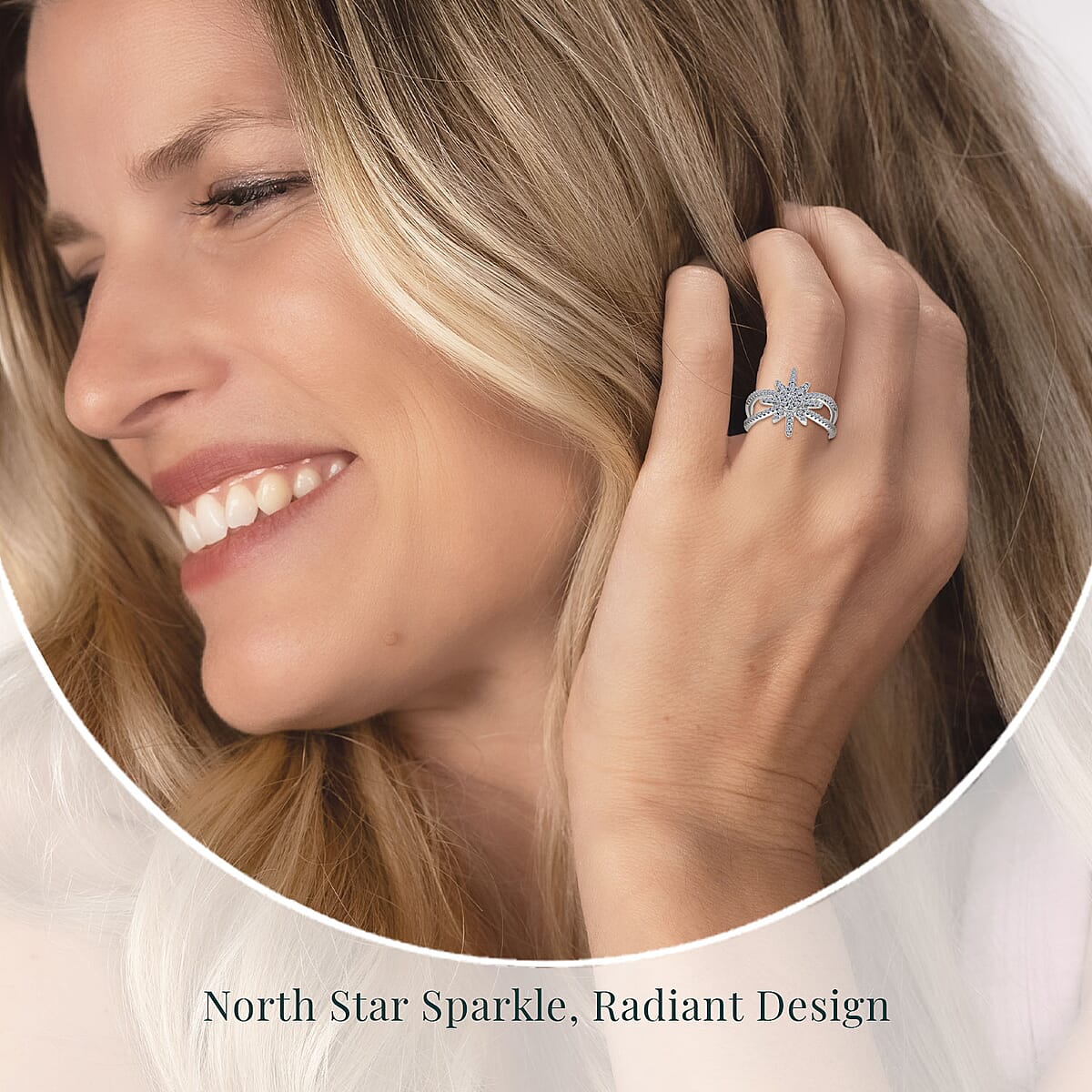 Luxuriant Lab Grown Diamond G-H SI 0.50 ctw North Star Ring in Rhodium Over Sterling Silver (Size 6.0) image number 1