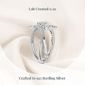 Luxuriant Lab Grown Diamond G-H SI 0.50 ctw North Star Ring in Rhodium Over Sterling Silver (Size 6.0)