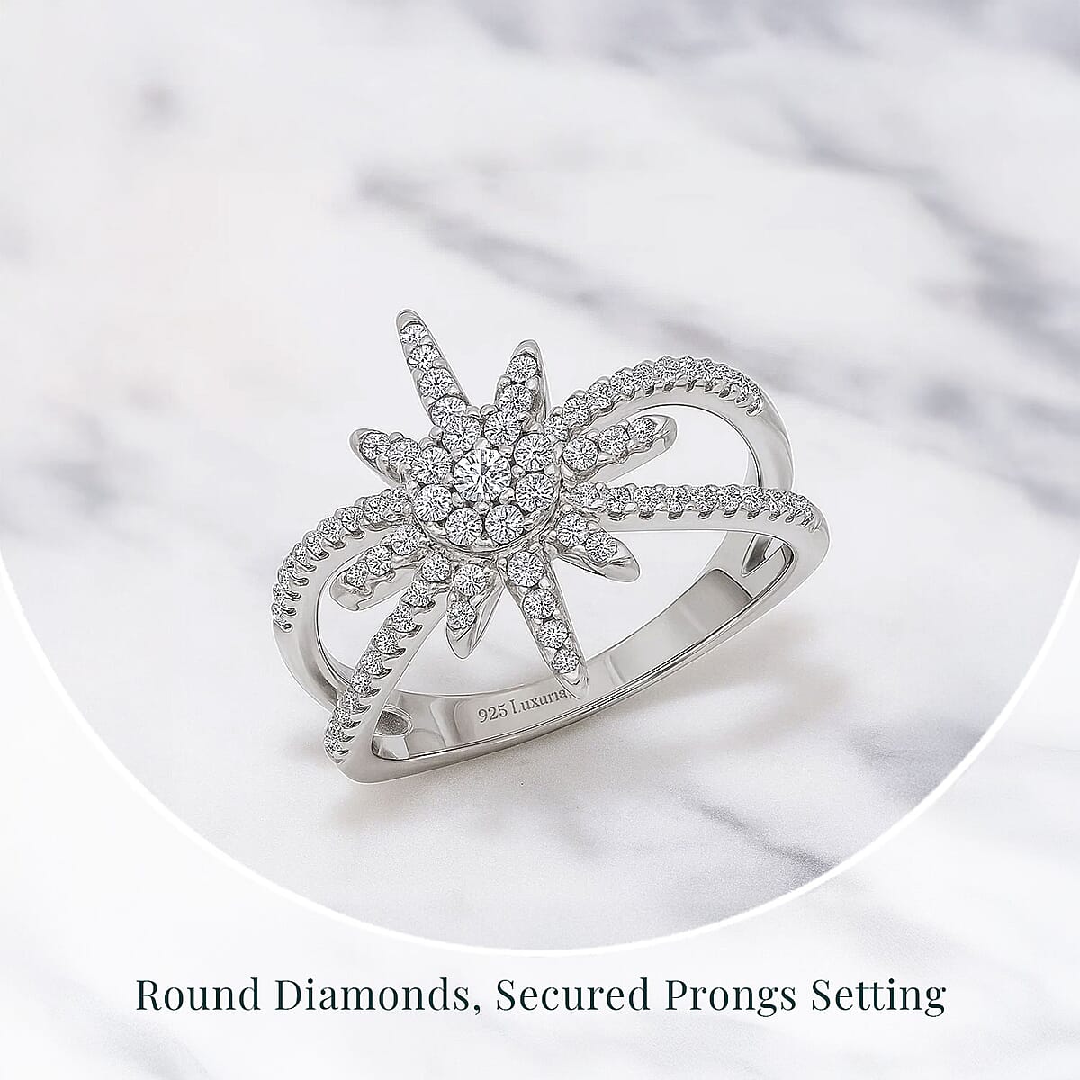 Luxuriant Lab Grown Diamond G-H SI 0.50 ctw North Star Ring in Rhodium Over Sterling Silver (Size 6.0) image number 4
