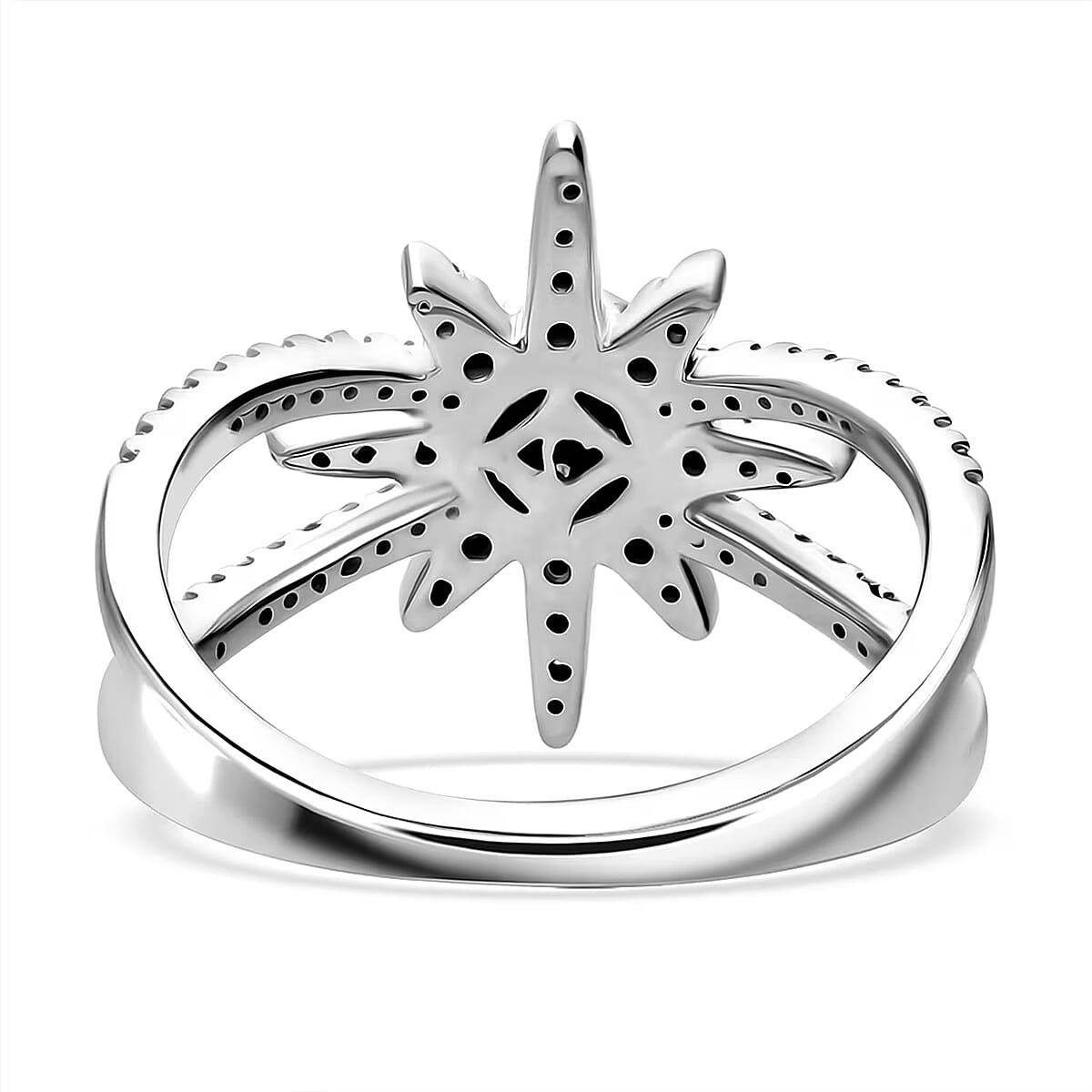 Luxuriant Lab Grown Diamond G-H SI 0.50 ctw North Star Ring in Rhodium Over Sterling Silver (Size 6.0) image number 7