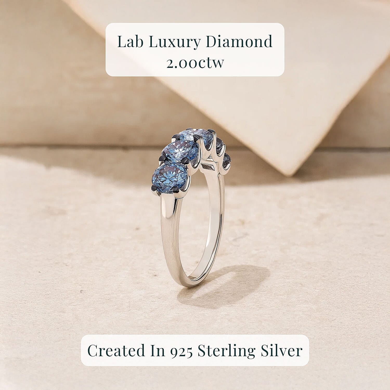 Luxuriant Lab Grown Blue Diamond (IR) SI 2.00 ctw Ring in Rhodium Over Sterling Silver (Size 10.0)