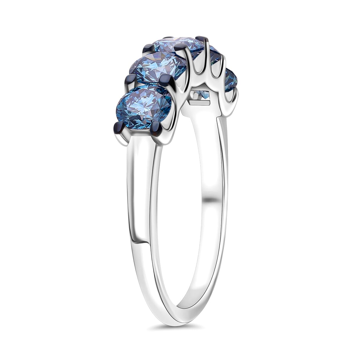 Luxuriant Lab Grown Blue Diamond SI 2.00 ctw Ring in Rhodium Over Sterling Silver (Size 6.0) image number 2