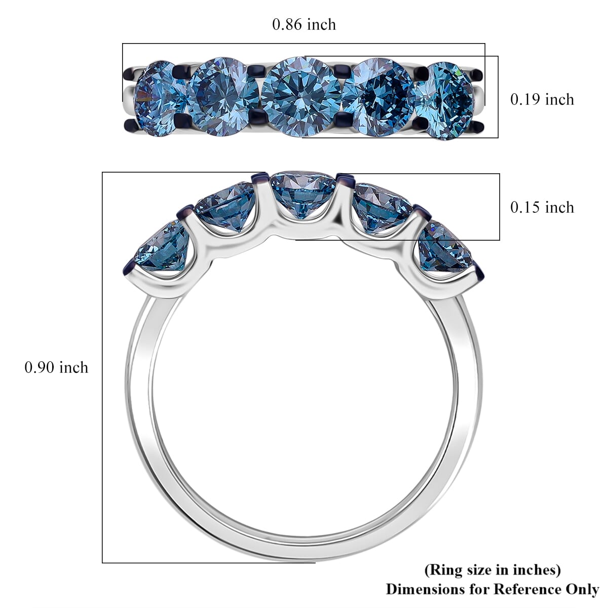 Luxuriant Lab Grown Blue Diamond SI 2.00 ctw Ring in Rhodium Over Sterling Silver (Size 6.0) image number 4