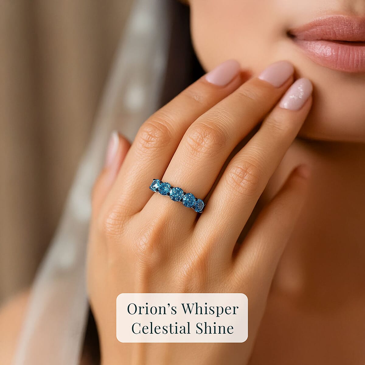 Luxuriant Lab Grown Blue Diamond (IR) SI 2.00 ctw Floral Vine Ring in Rhodium Over Sterling Silver (Size 9.0) image number 1